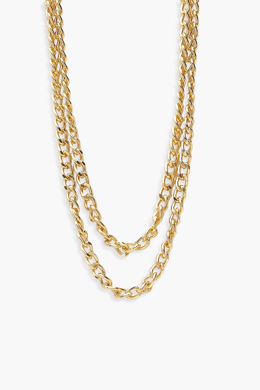Gold metallic Layered Chain Necklace