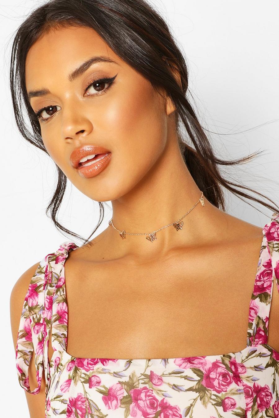 Gold metallizzato Butterfly Detail Choker
