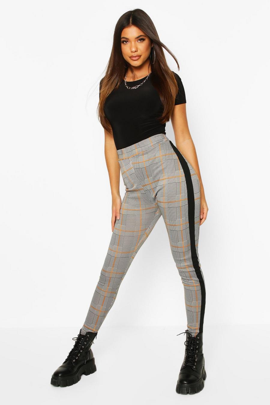Contrast Panel Checked Jacquard Treggings image number 1