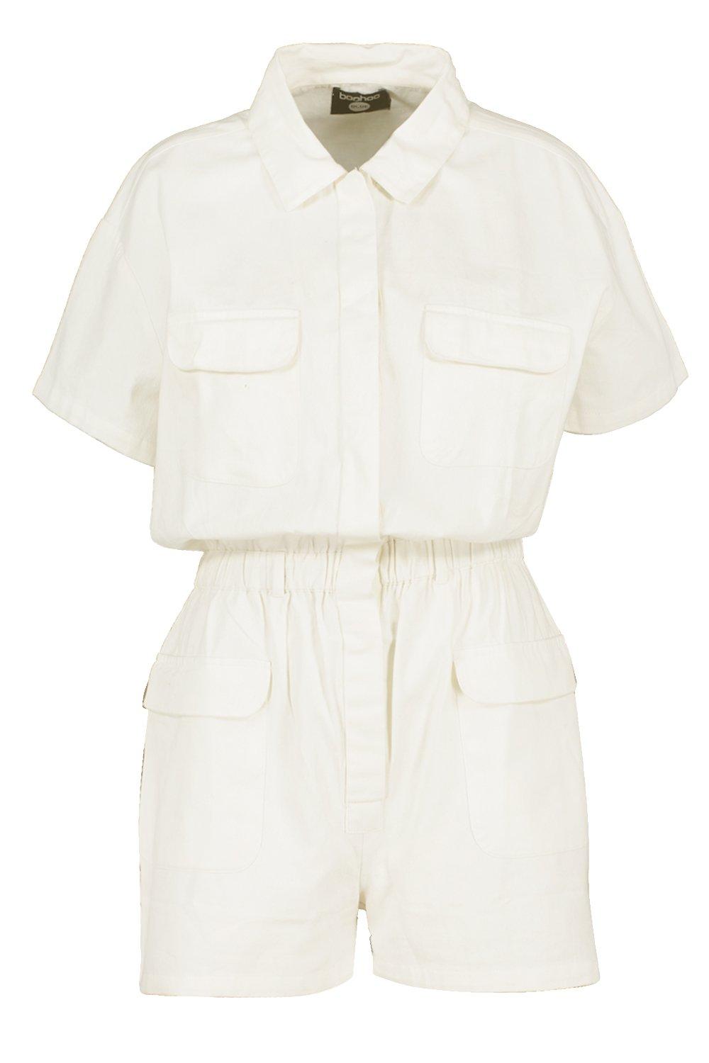 beige denim playsuit