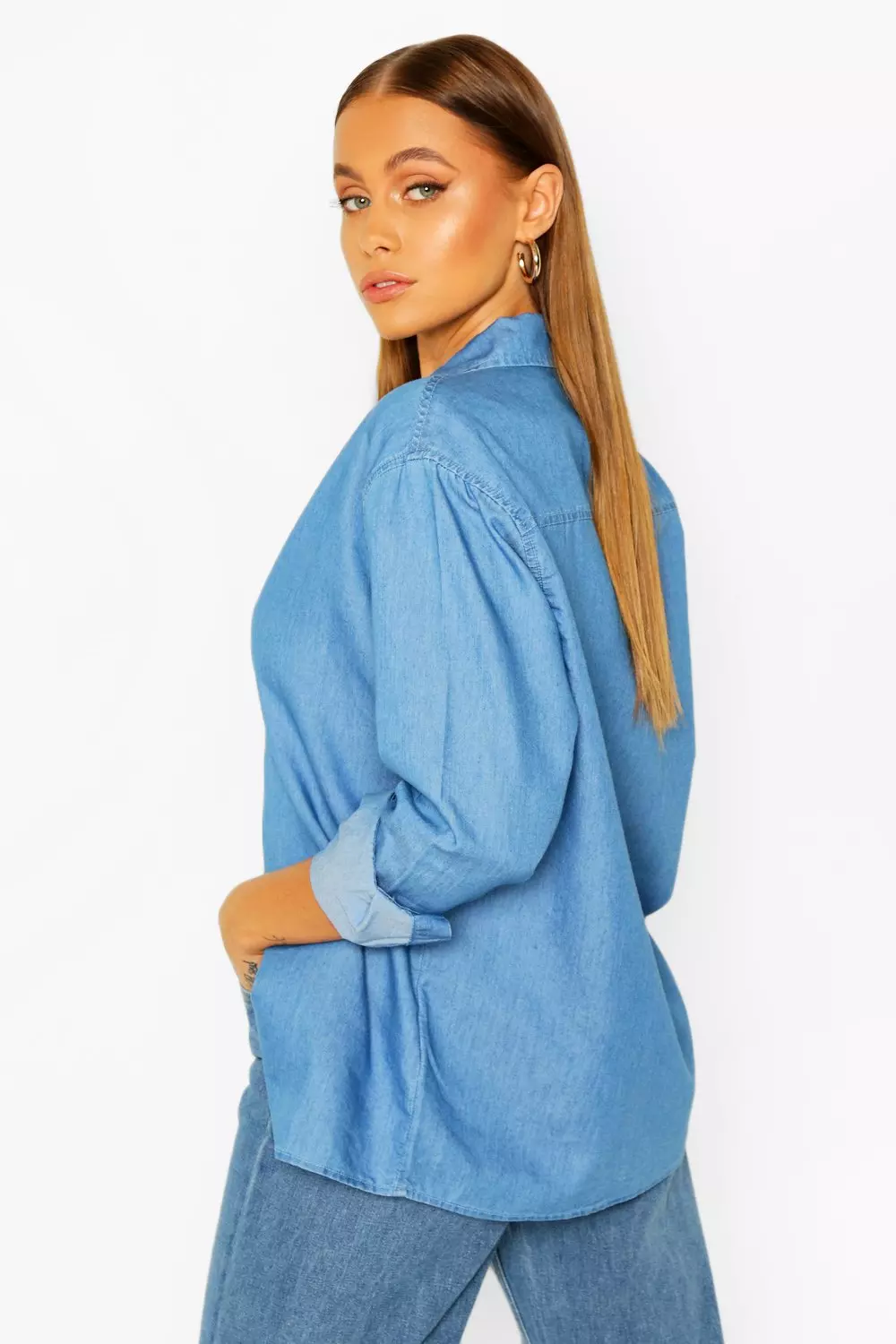 womens oversized chambray shirt