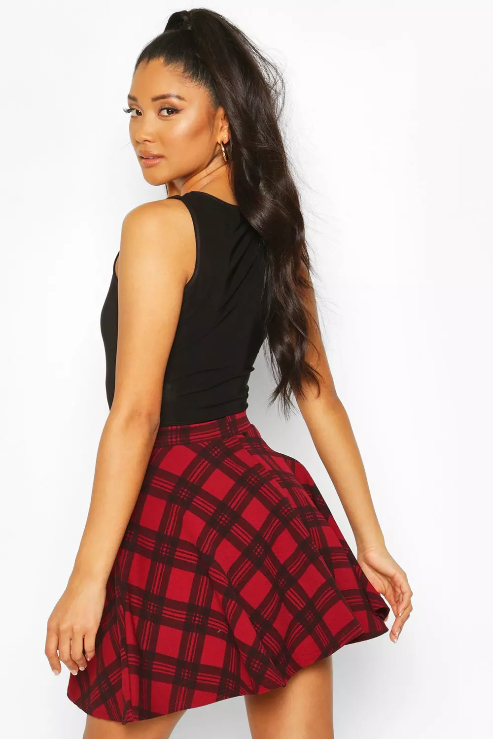 Flared skater hotsell skirt red