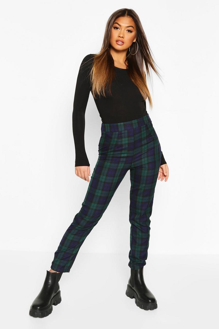 Green Tartan Check Slim Fit Trousers image number 1