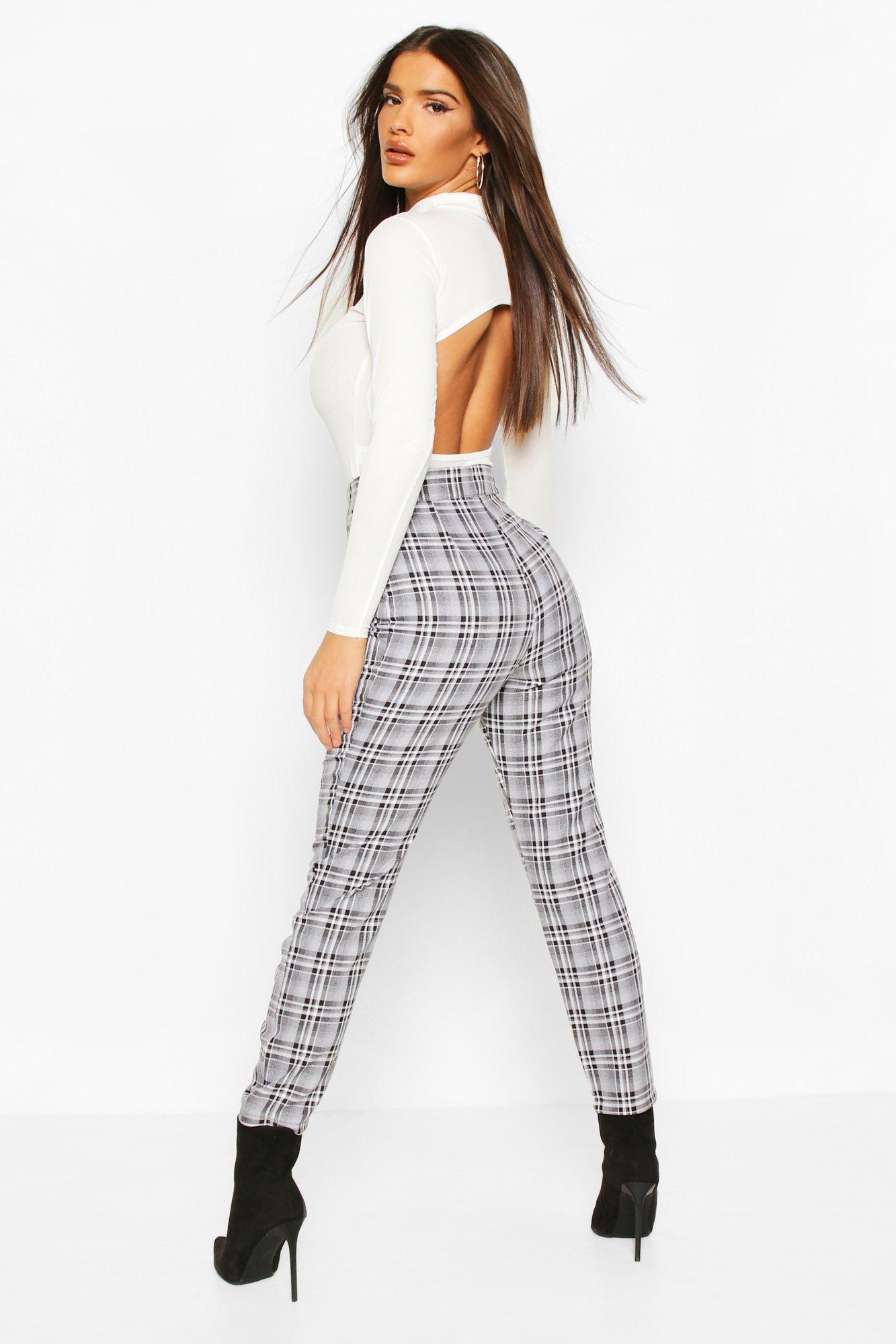 grey check ankle grazer trousers