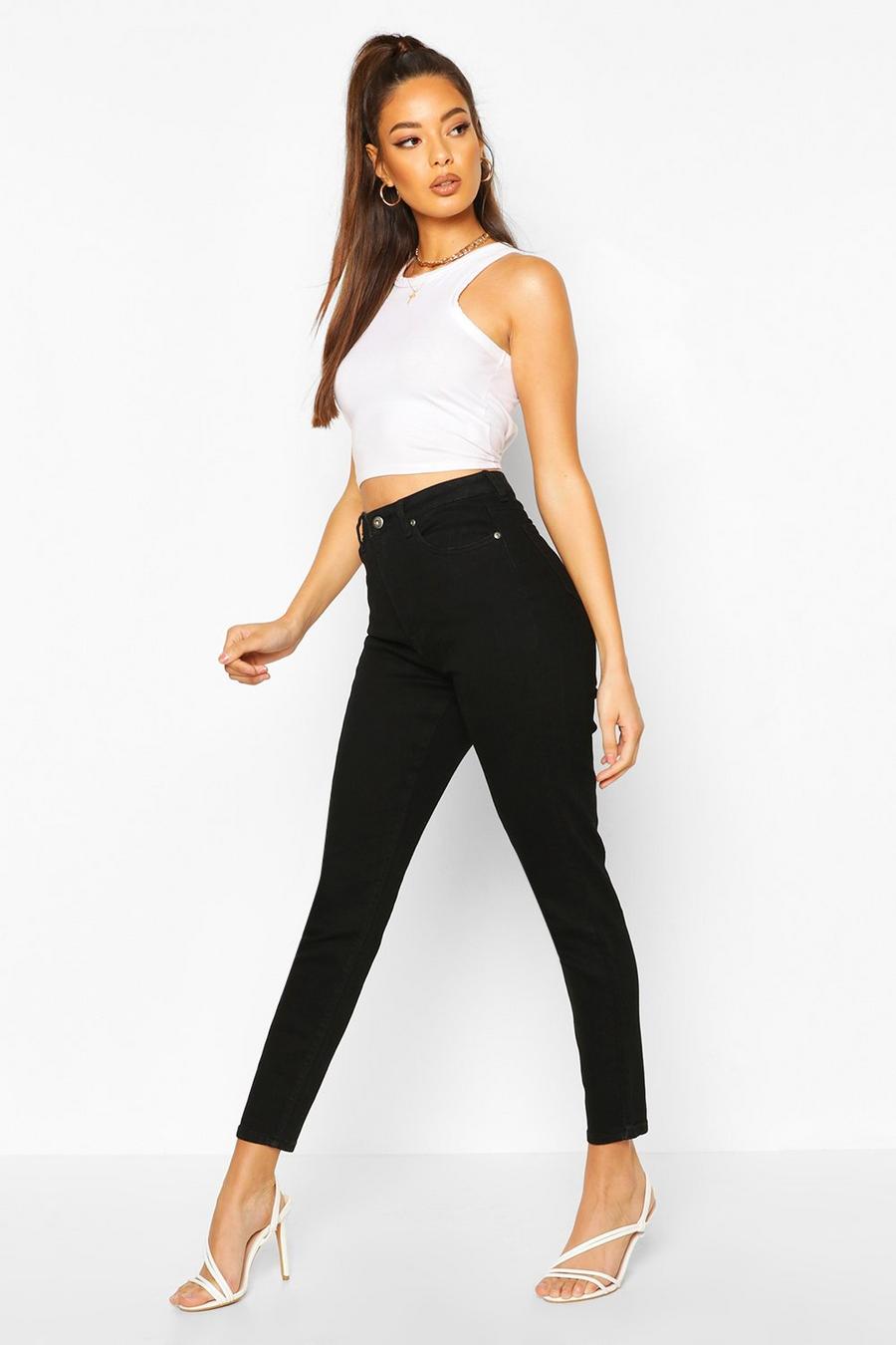 Black Skinny jeans med hög midja och stretch image number 1
