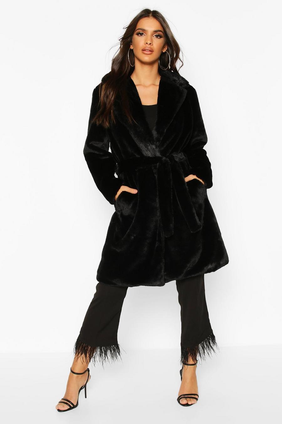 Belted Faux Fur Robe Coat image number 1