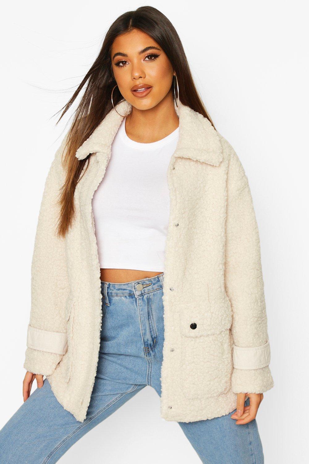 cream teddy trucker jacket