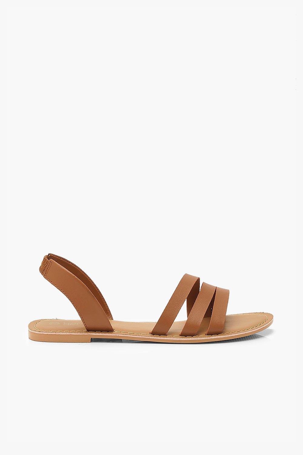 Leather 3 Strap Sandals boohoo