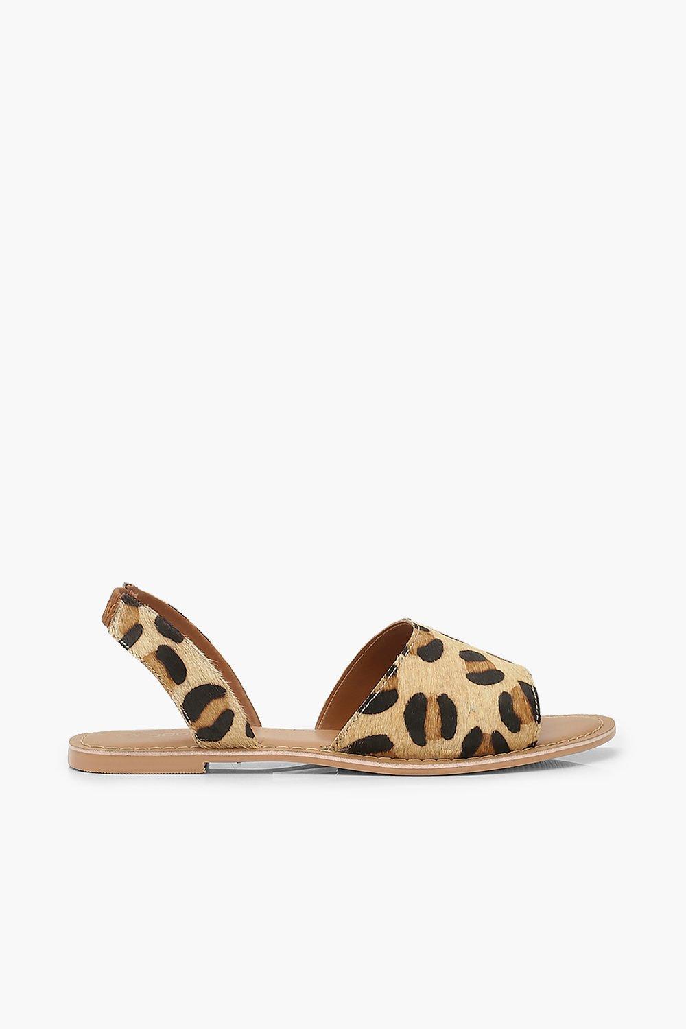 Leather Leopard Print Sandals