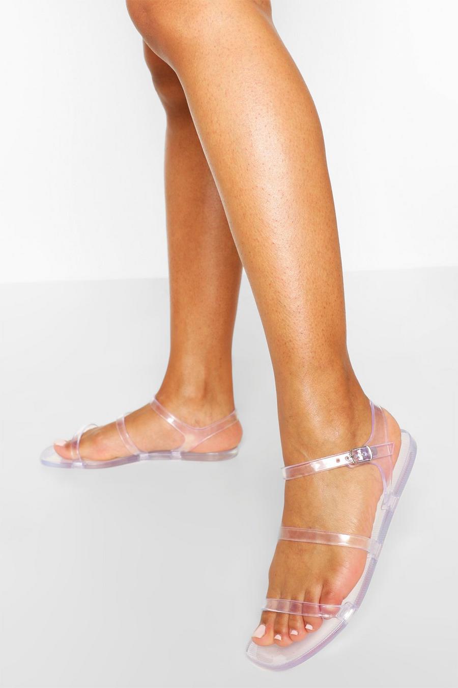 Sandales en plastique à 3 brides, Transparent image number 1