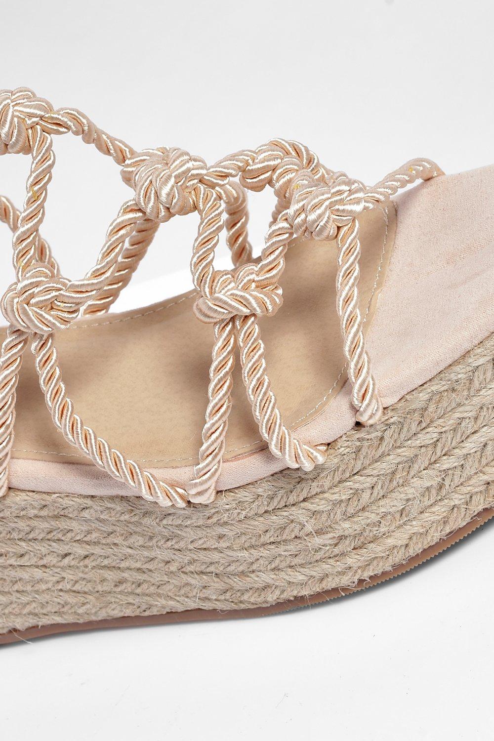 Scarpe flatform in stile Espadrillas con lacci in corda