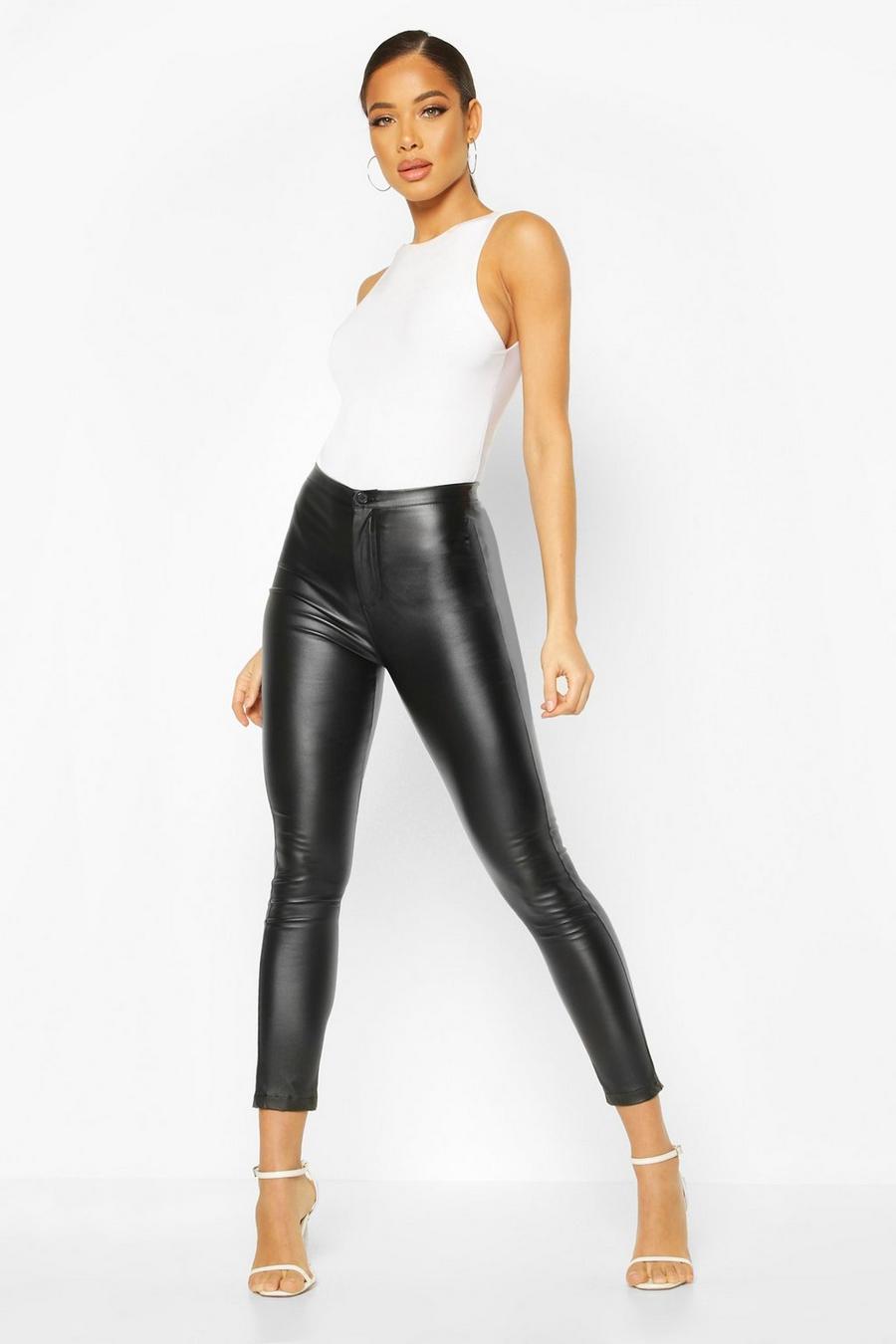 Coated Faux Leather Highwaist Pants image number 1