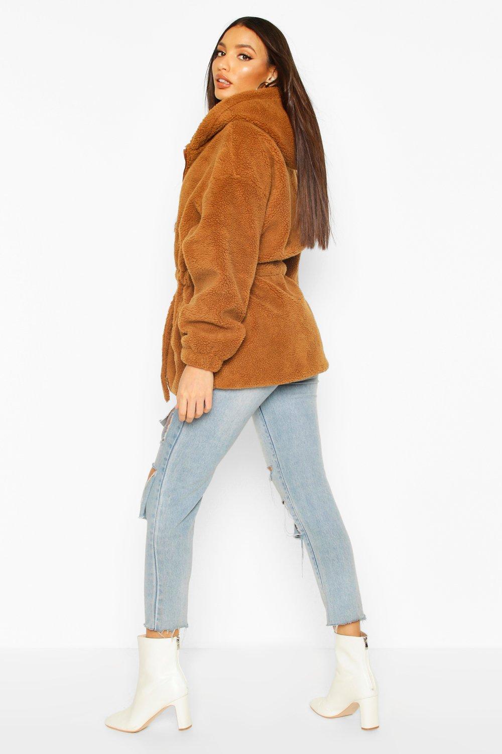 Reversable Oversized Teddy Hooded Jacket Womens