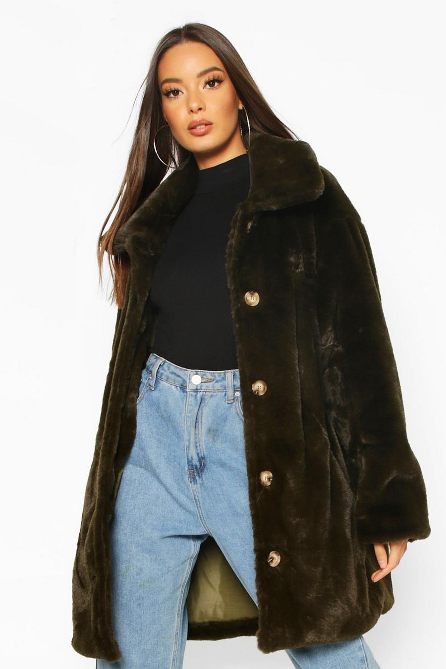 Oversized Collared Faux Fur Coat image number 1