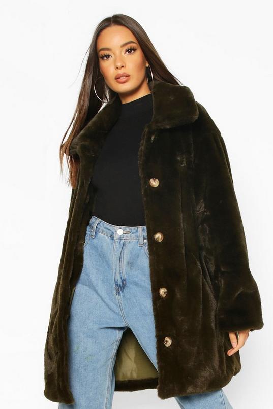 Oversized Collared Faux Fur Coat