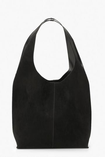 Suedette Slouch Tote Bag black