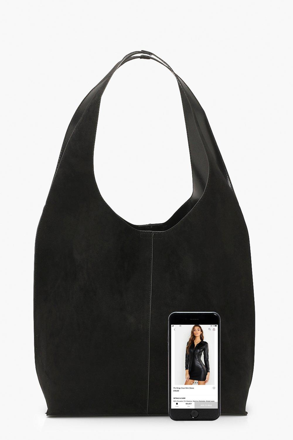 Boohoo Womens Scarf Detail Mini Tote Bag - Black - One Size