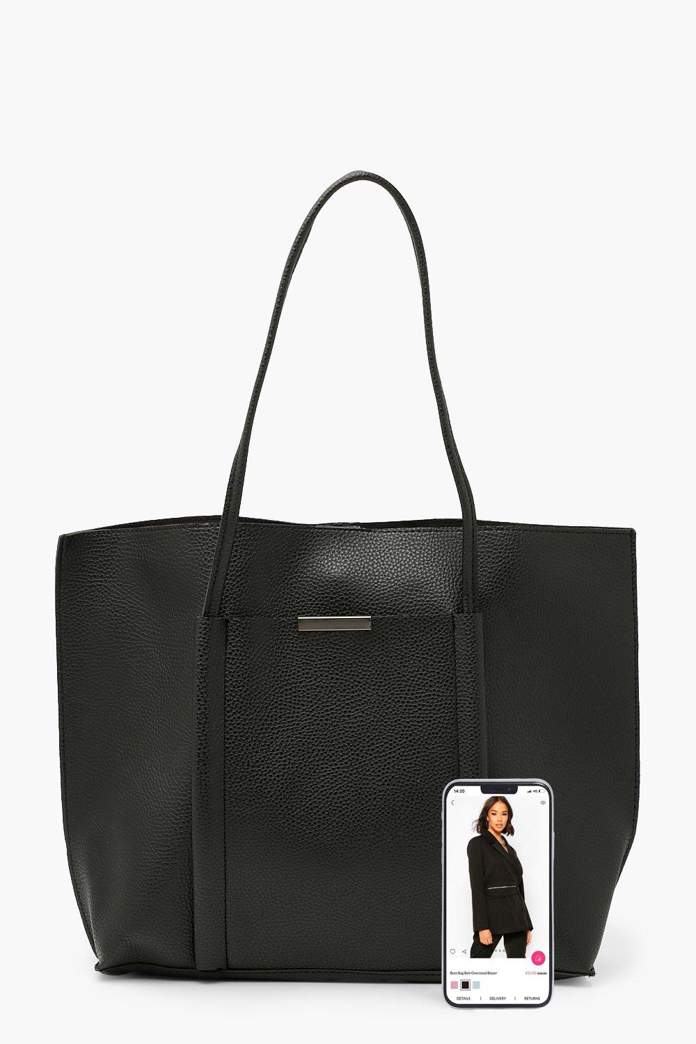 Black discount handbag boohoo