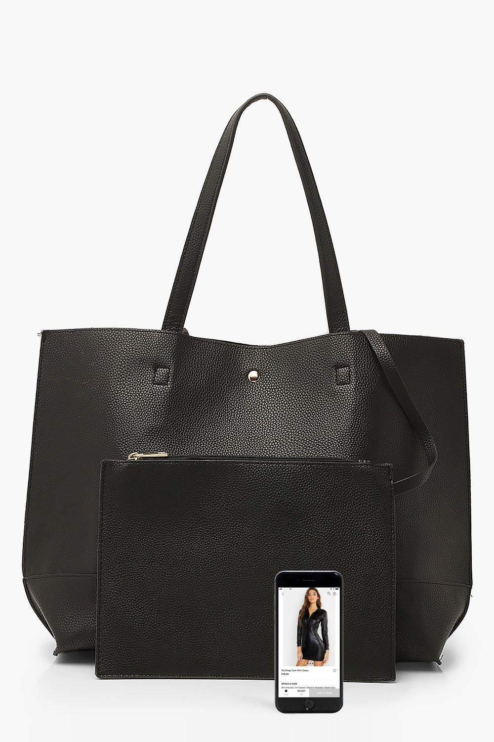 Textured PU Tote Tablet Bag boohoo