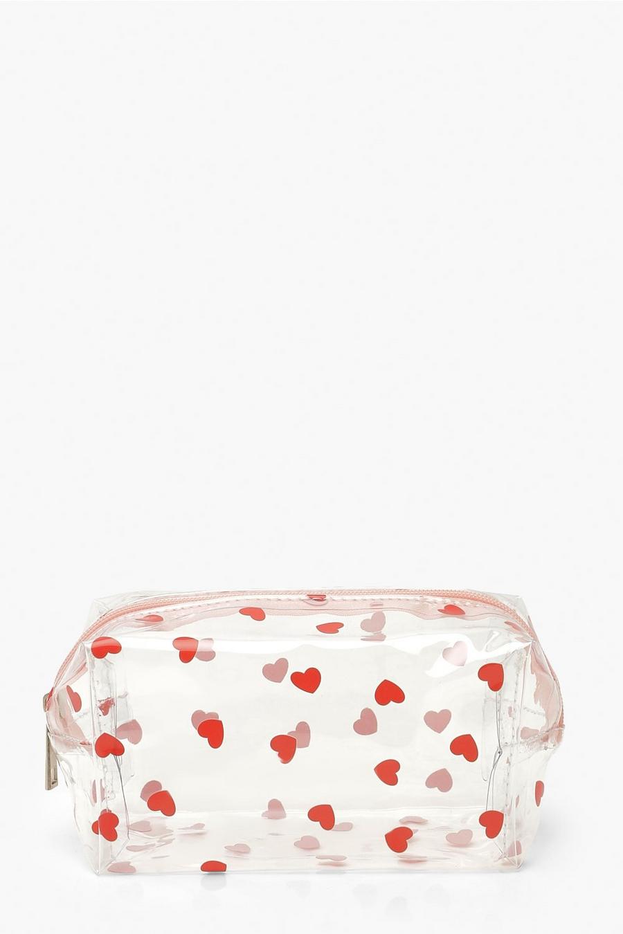 Clear All Over Mini Heart Makeup Bag image number 1