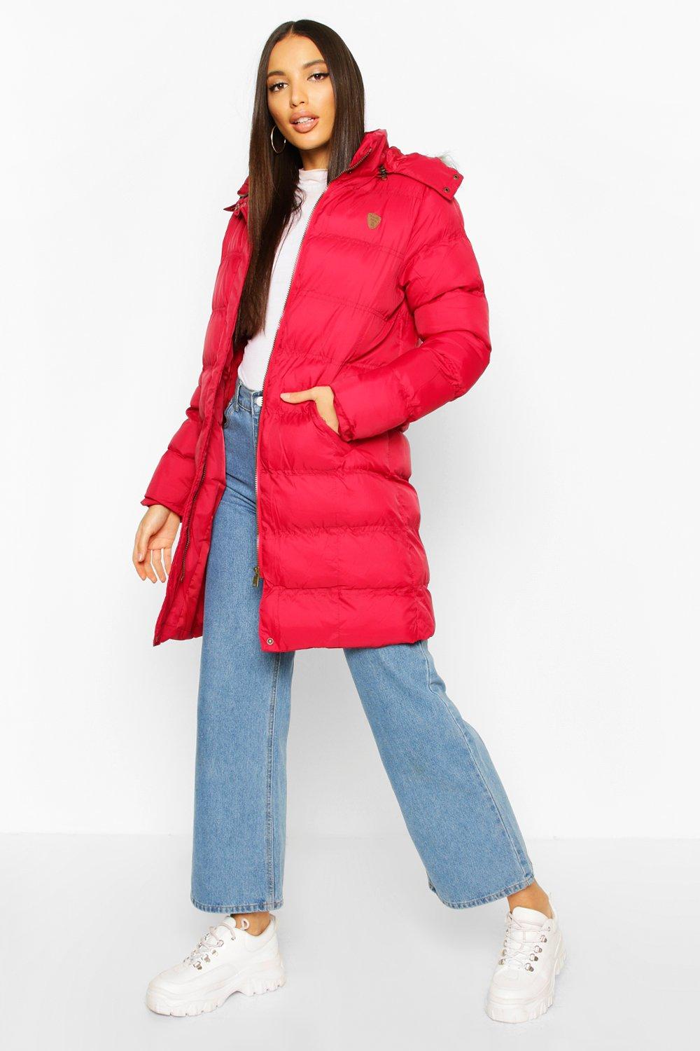 boohoo longline padded coat