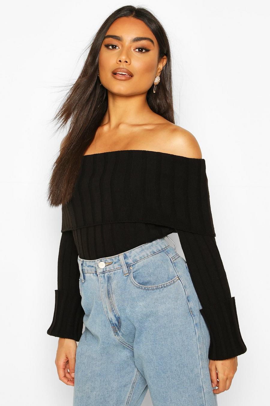 Off The Shoulder Rib Knit Sweater image number 1