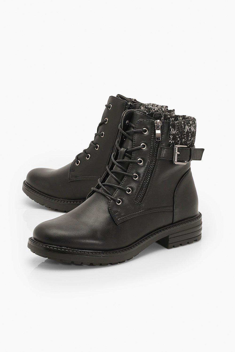 Knit cuff outlet combat boots