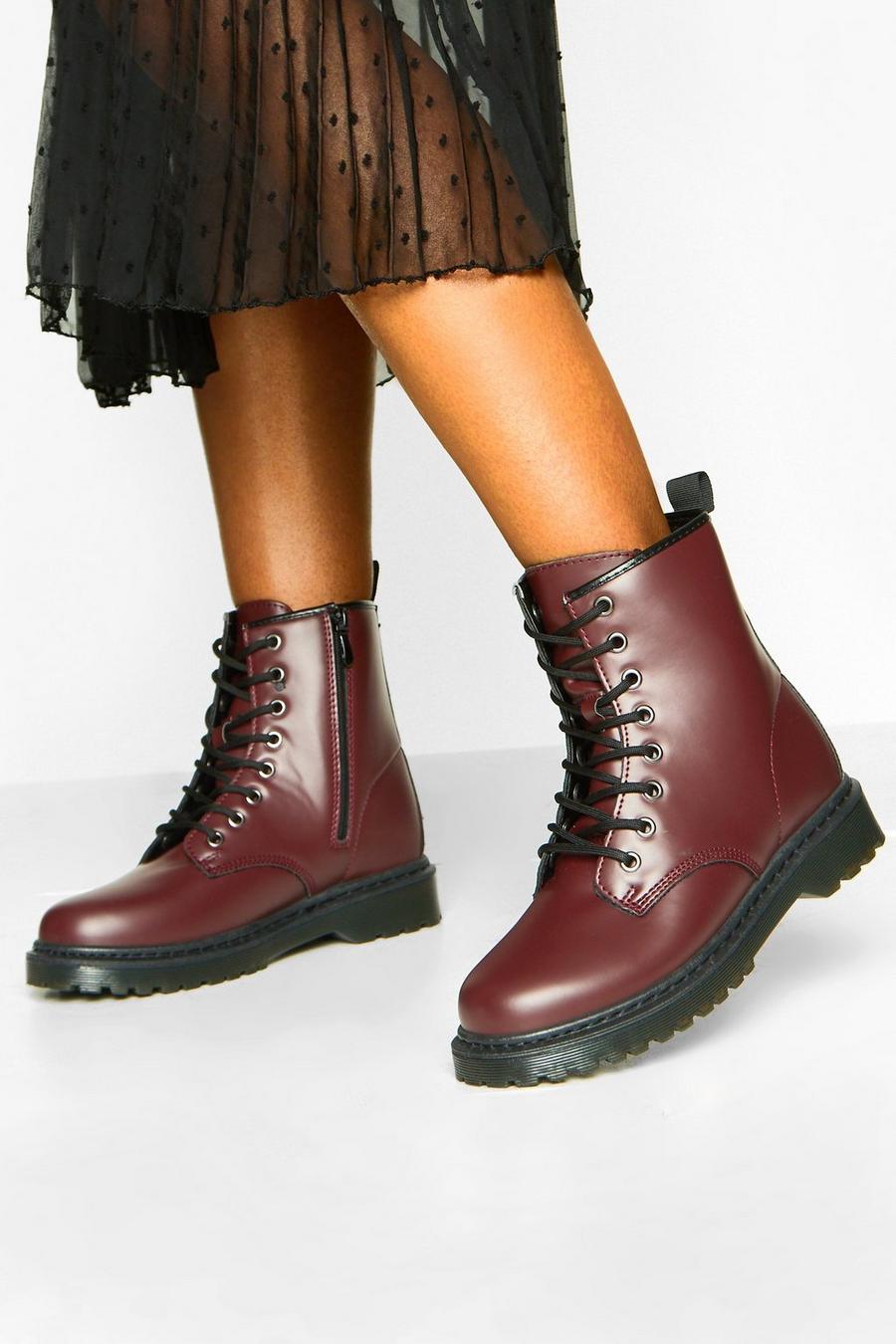 Chunky Lace Up Combat Boots image number 1