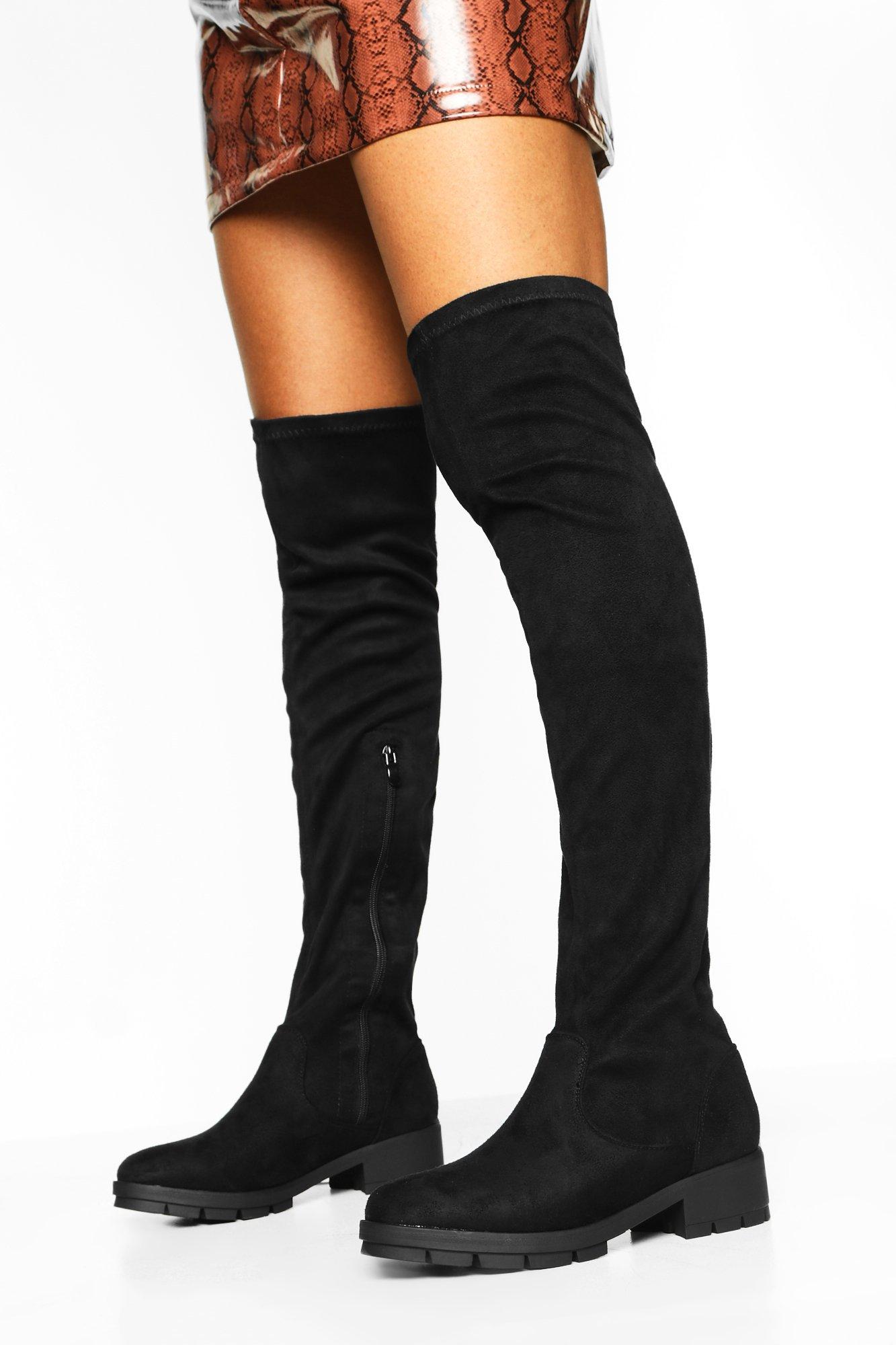 cleated knee high boots