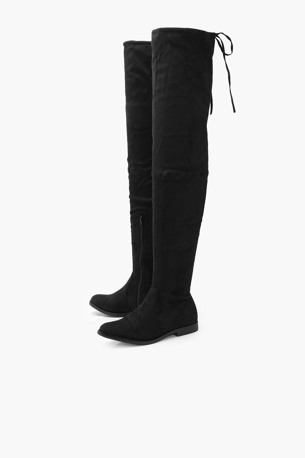 flat thigh high boots uk