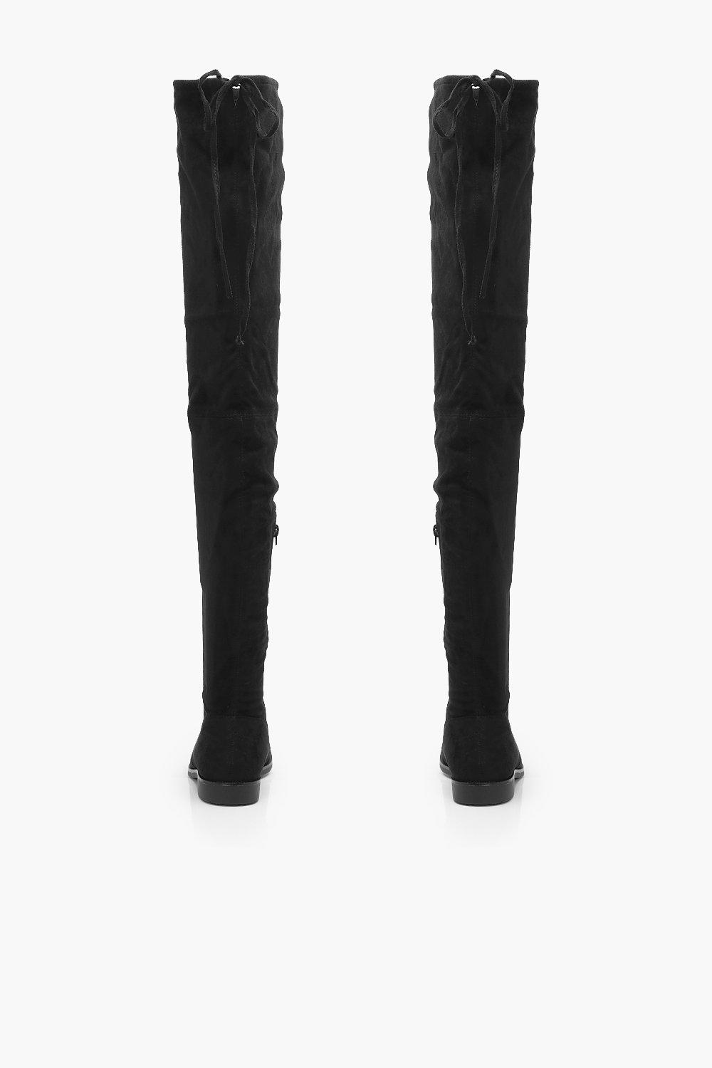 white thigh high flat boots
