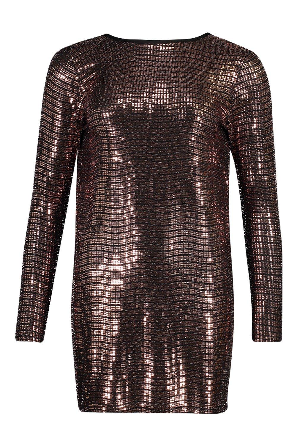 boohoo sequin shift dress