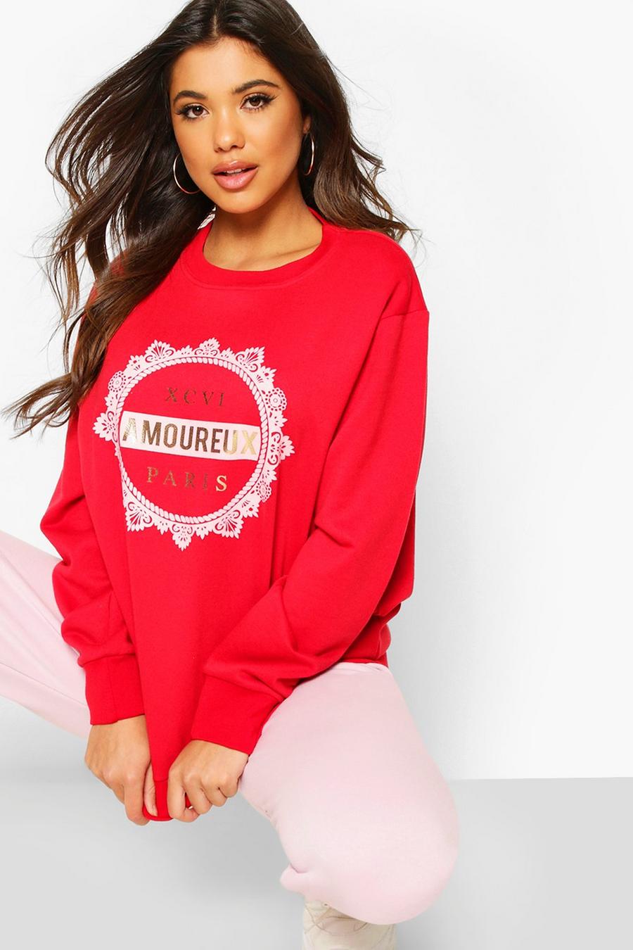 "Amoureux" Sweatshirt med folietryck image number 1