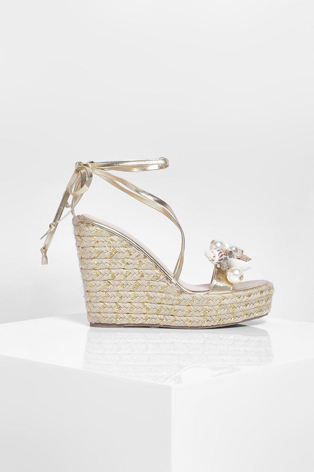 Gold wedges boohoo hotsell