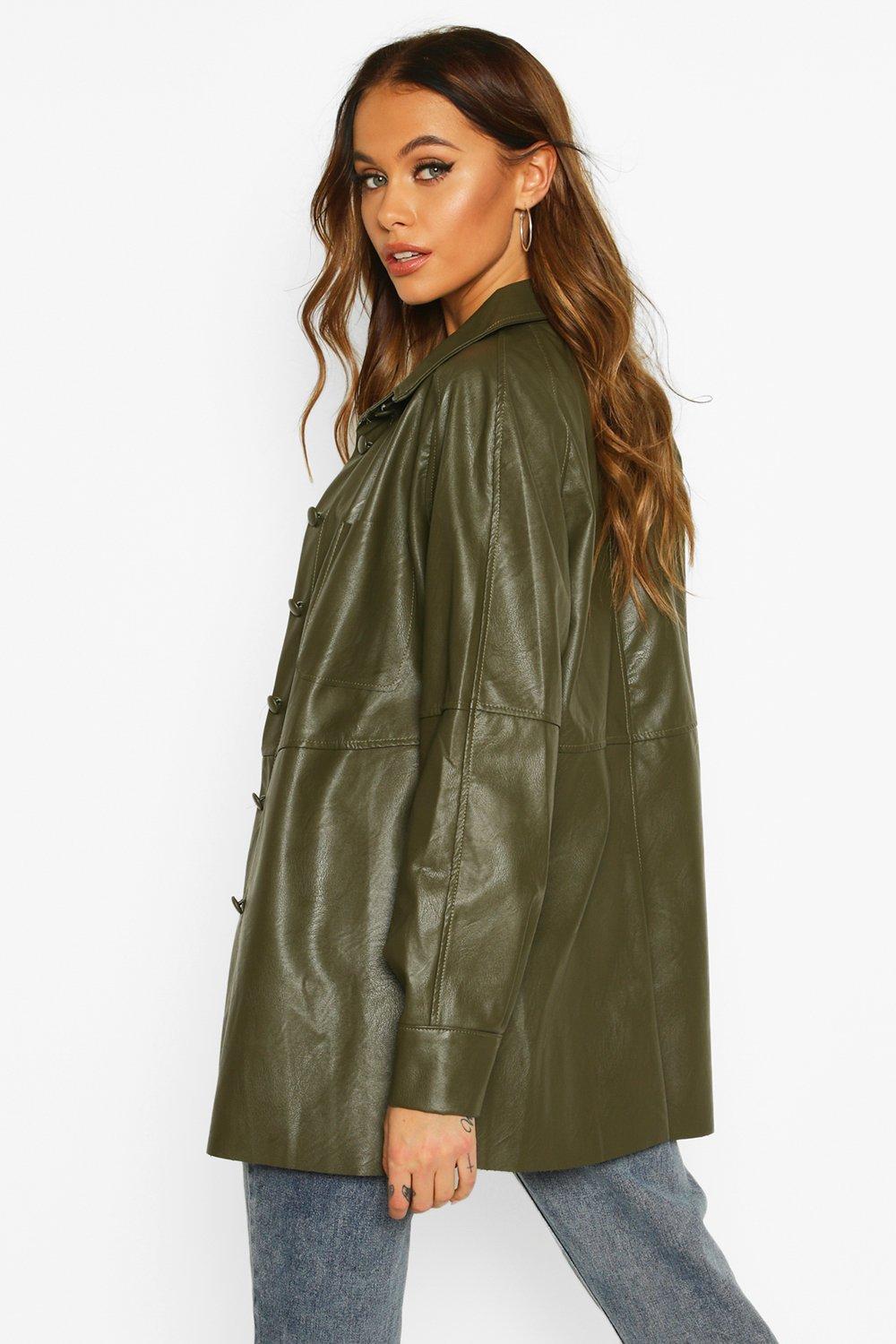 Faux Leather Utility Jacket
