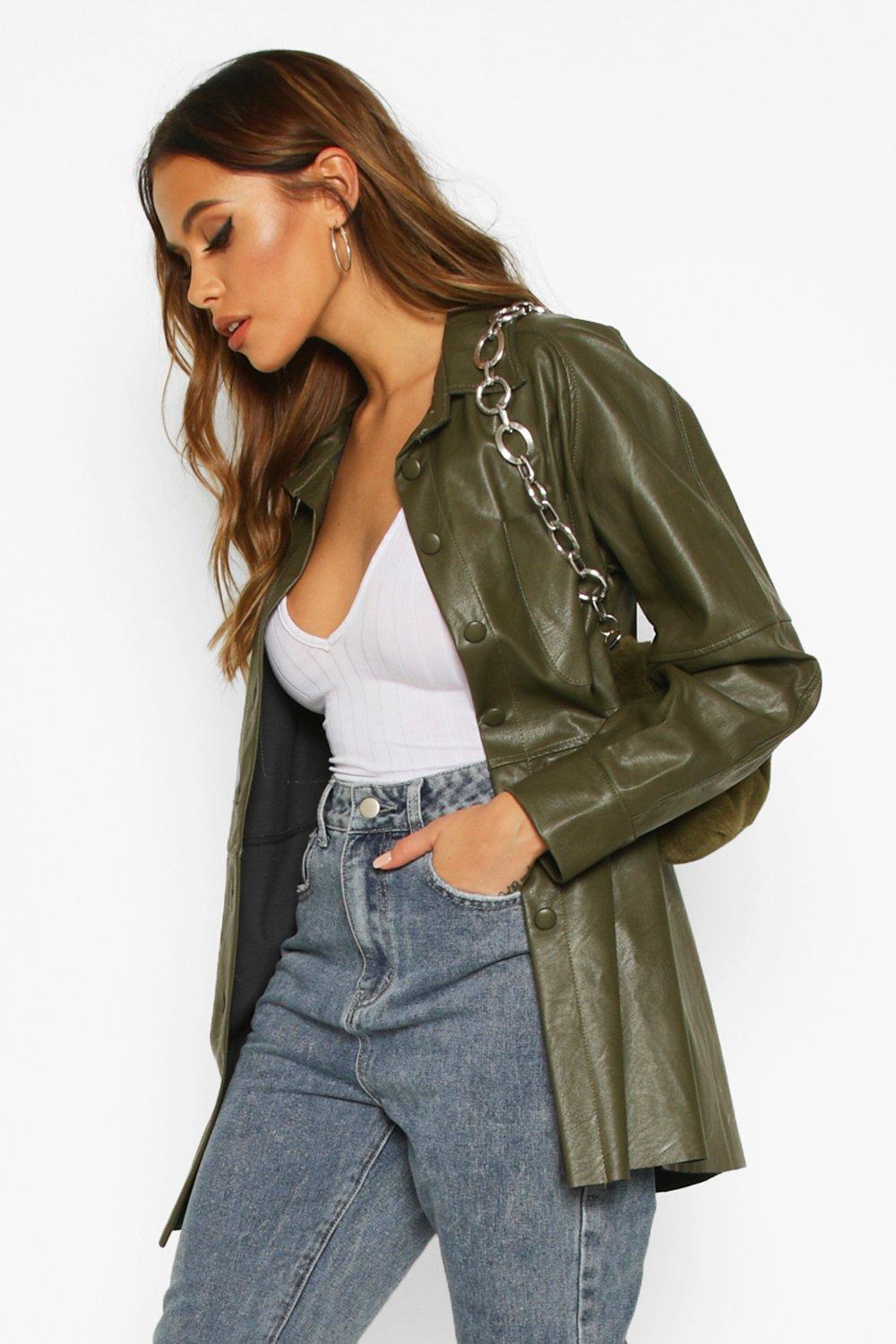 Faux Leather Utility Jacket