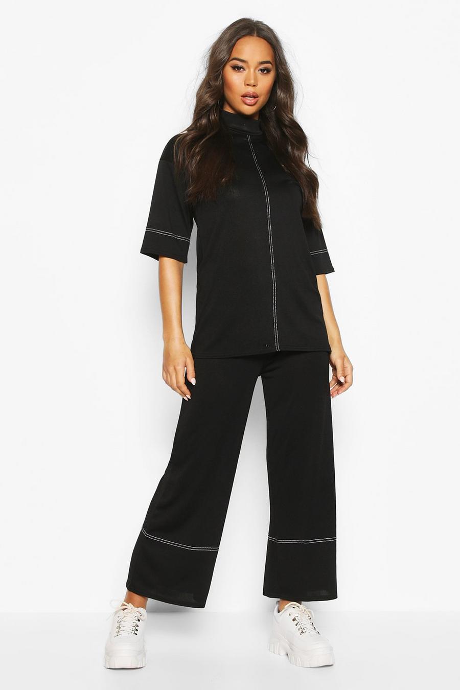 High Waisted Culottes With Contrast Stitching image number 1