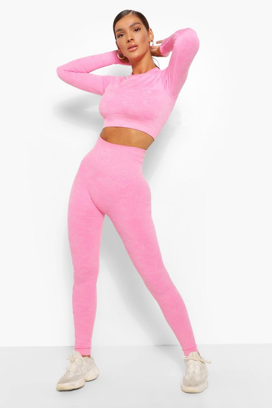 Pink Fit Camo Contouring Seamless Sculpt Gym Leggings image number 1
