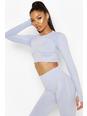 Blue Fit Contouring Seamless Long Sleeve Crop Top