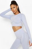 Blue Fit Contouring Seamless Long Sleeve Crop Top