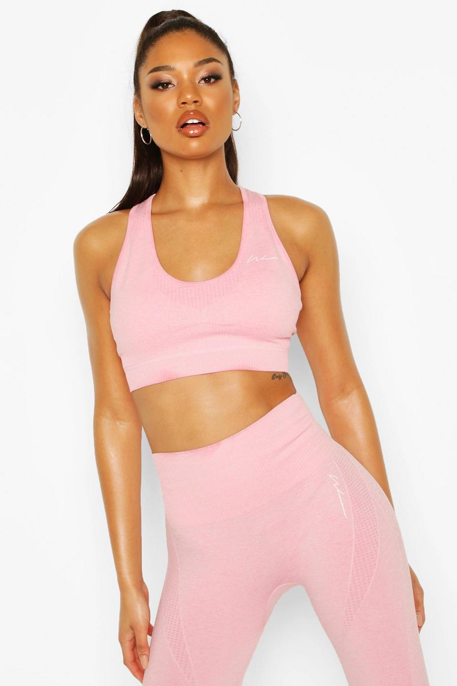Pink Fit Removable Padding Seamless Sports Bra image number 1