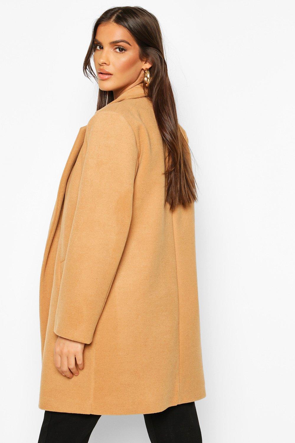 boohoo wool look coat in camel