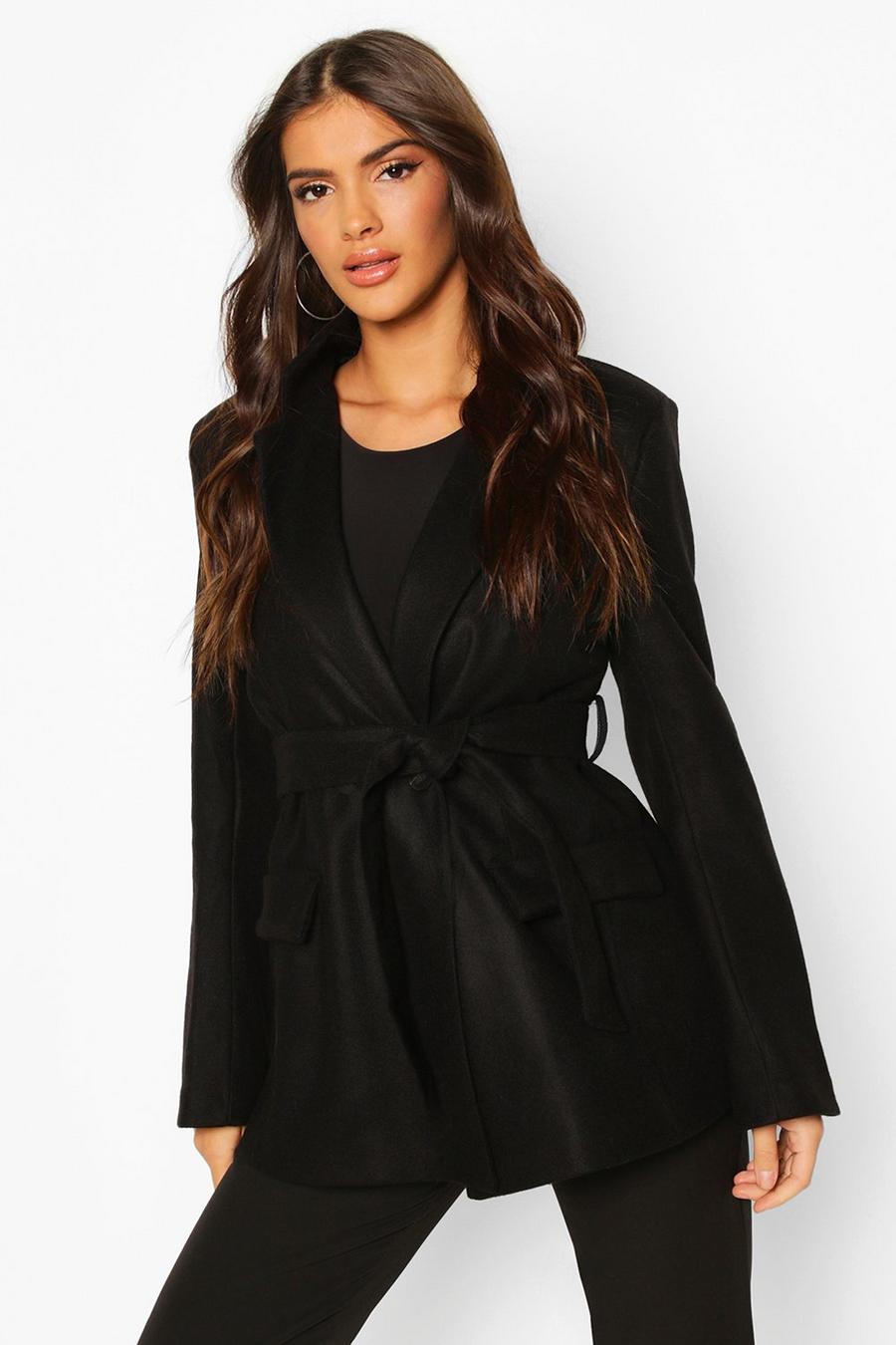 Tailored Belted Double Breasted Wool Look Coat image number 1