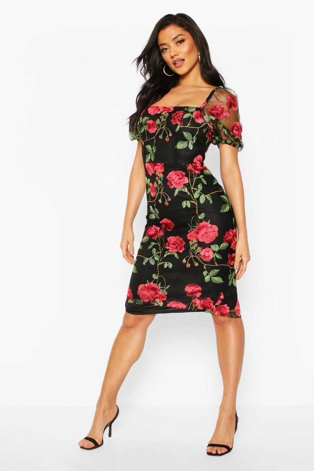 boohoo rose dress