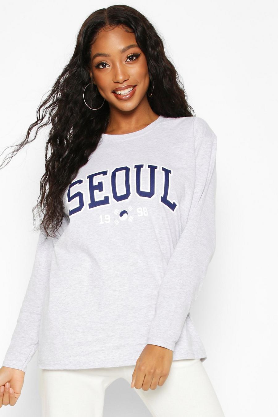 "Seoul" Långärmad t-shirt med slogan image number 1