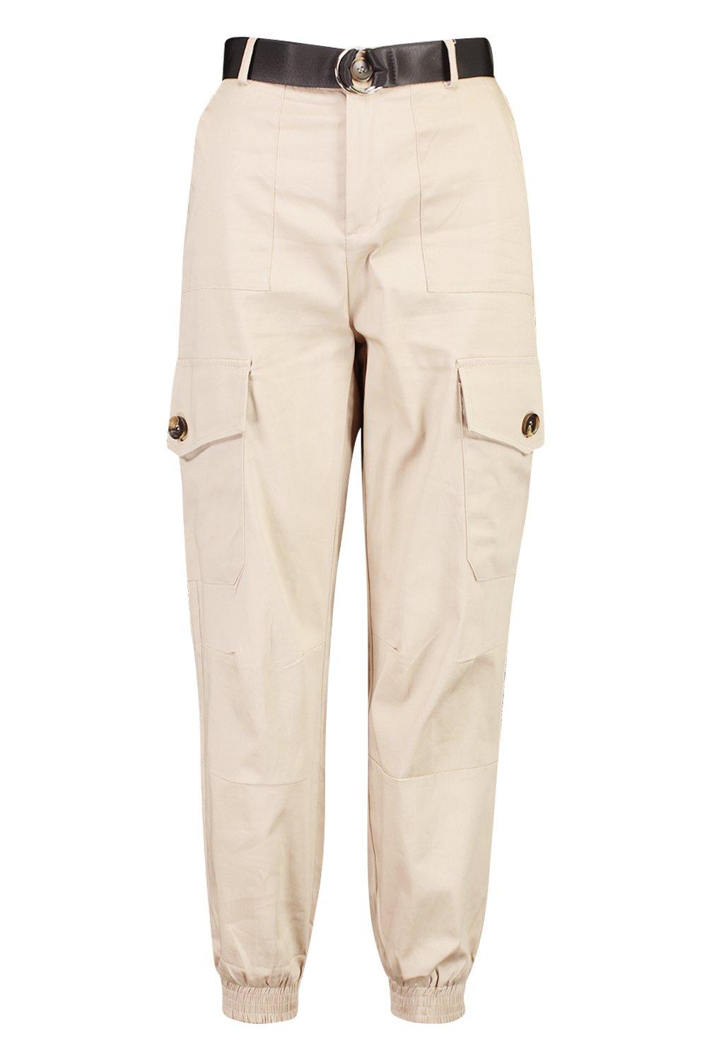 Pantaloni tipo cargo con cintura da donna beige Bolf HM007 BEIGE