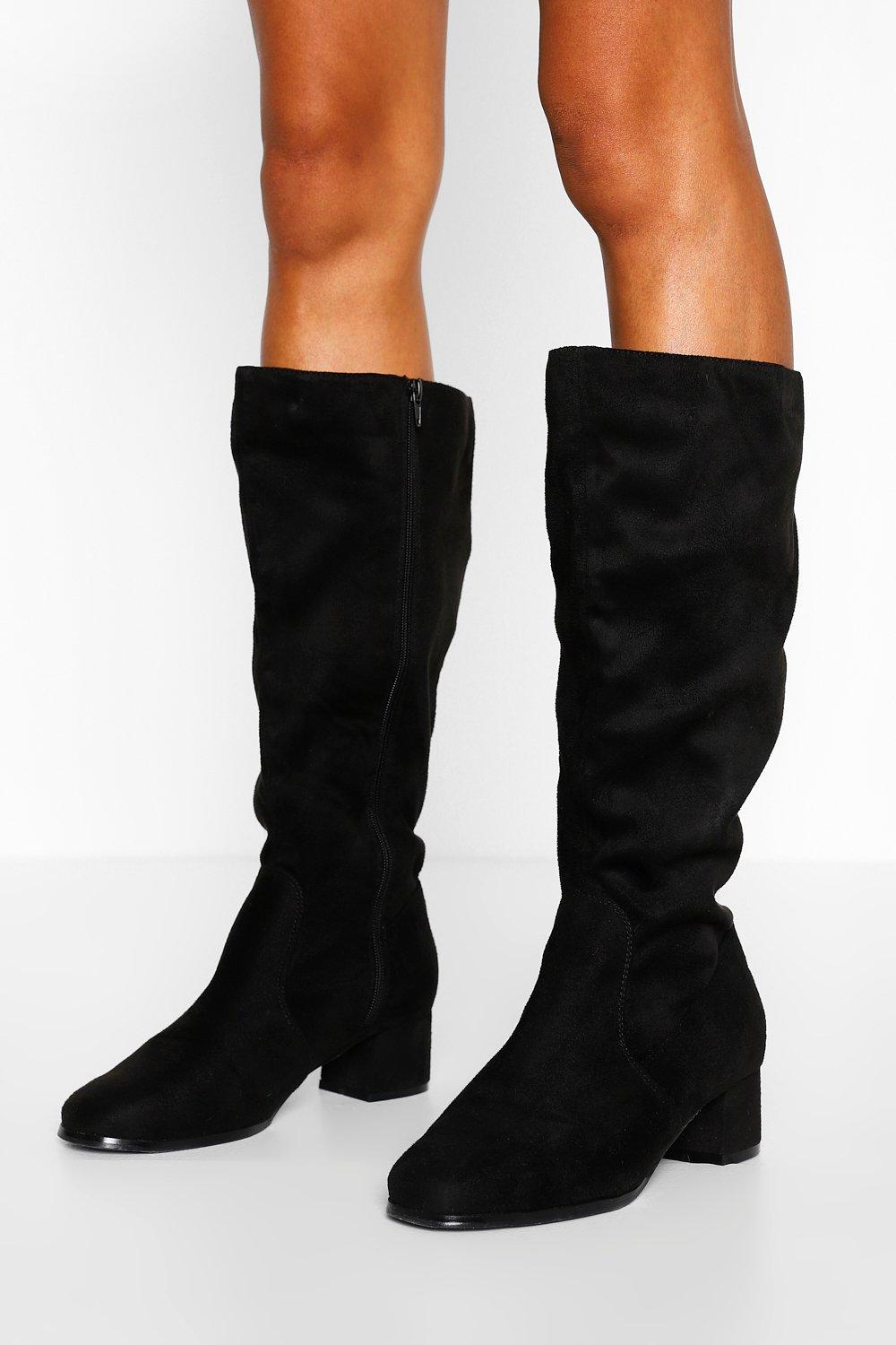 wide calf knee high black boots