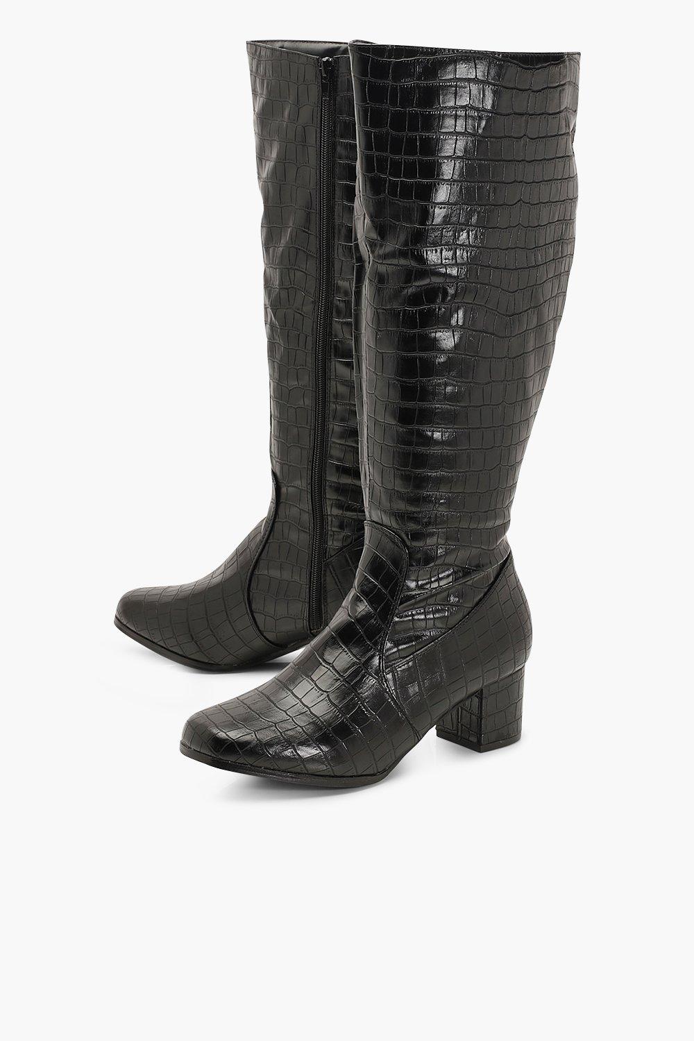 Wider Calf Wide Fit Croc Knee Boots