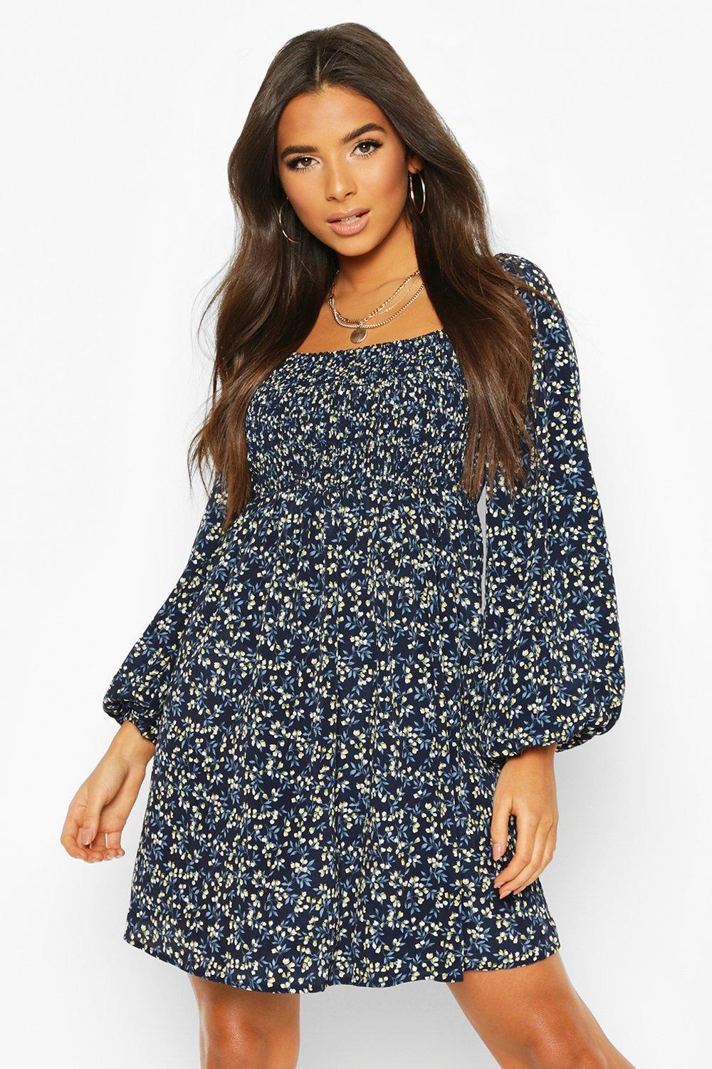 navy smock dress