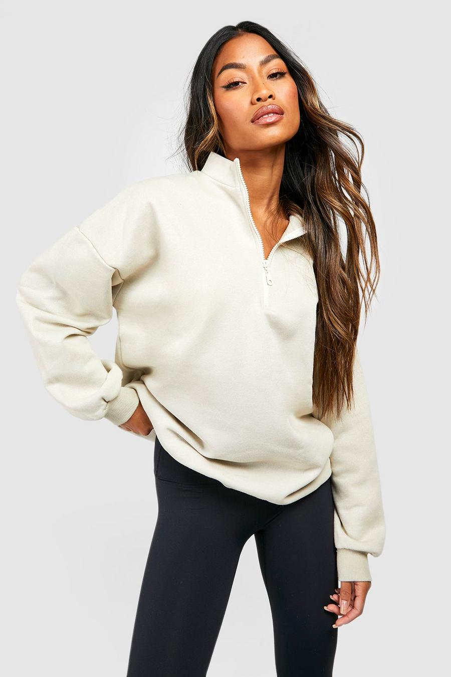 Stone beige Mix and Match Edition Zip Oversized Sweater image number 1
